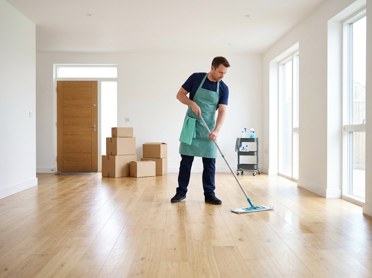 Empty apartment room with clean floors ready for move-in