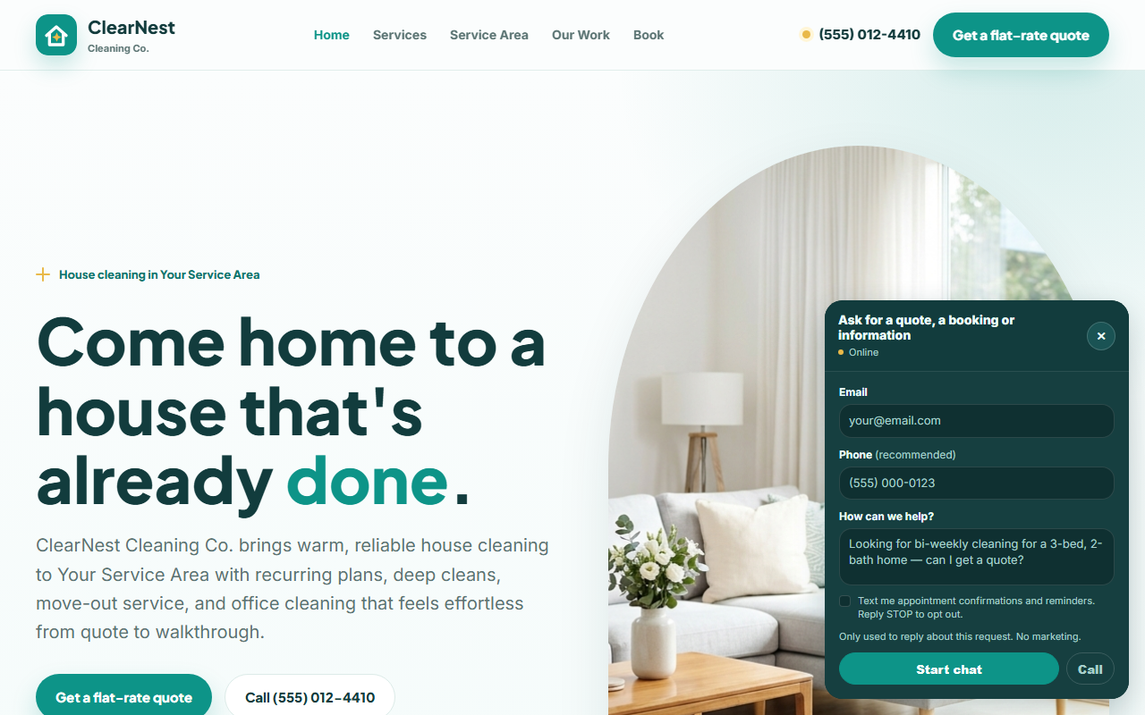 Cleaning website style preview