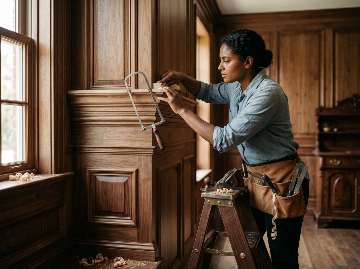 Crisp trim and millwork being fitted around a doorway