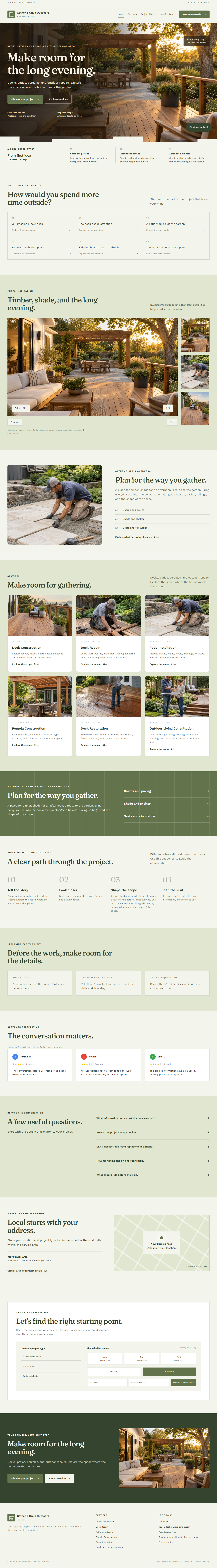 Decks, Patios and Pergolas website style preview