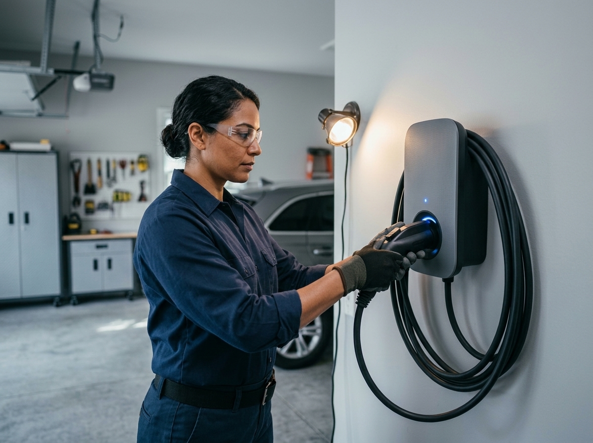 Electrician testing a circuit during an urgent repair visit