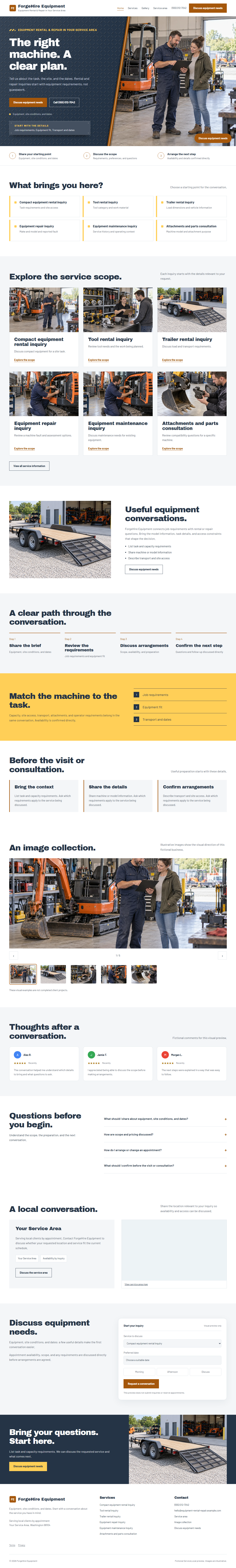 Equipment Rental & Repair website style preview