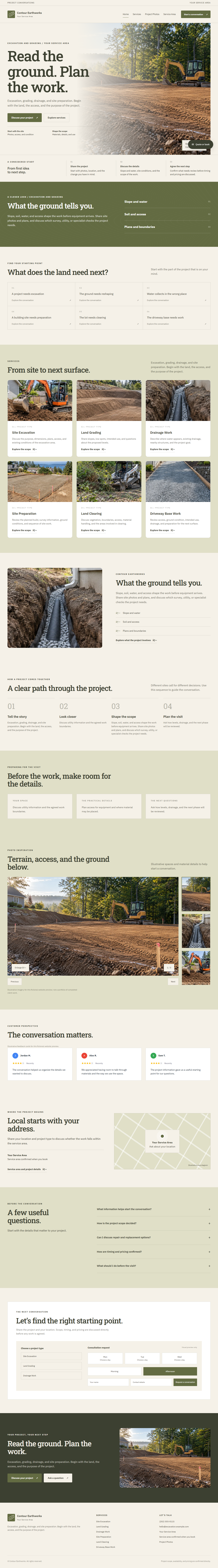 Excavation and Grading website style preview