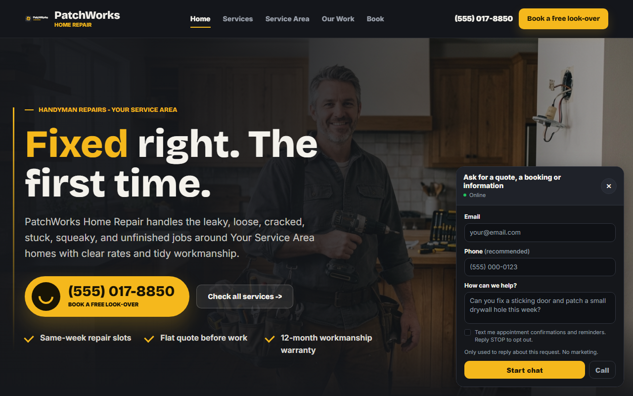 Handyman website style preview