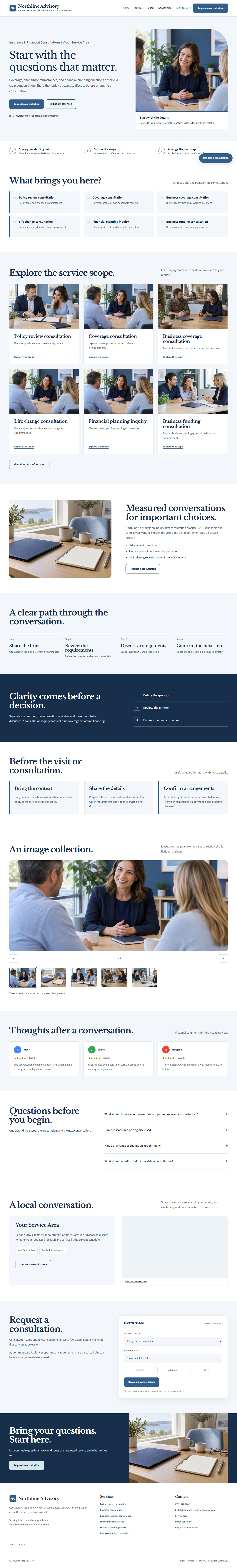 Insurance & Financial Consultations website style preview