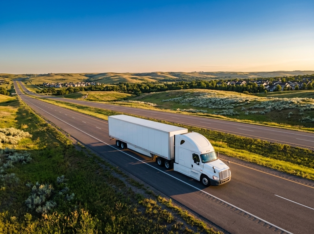 Moving truck ready for a longer route with boxes secured inside