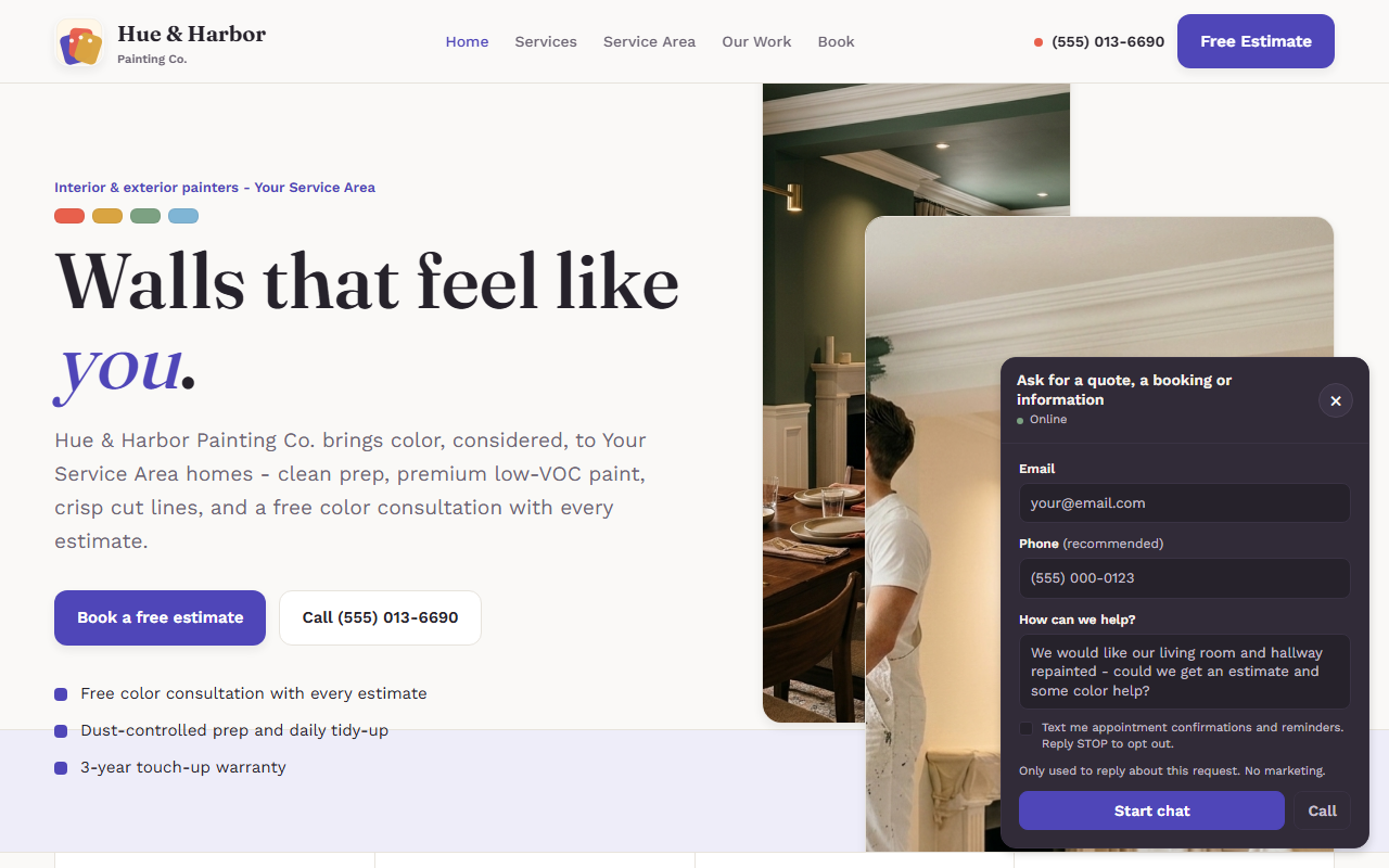 Painting website style preview