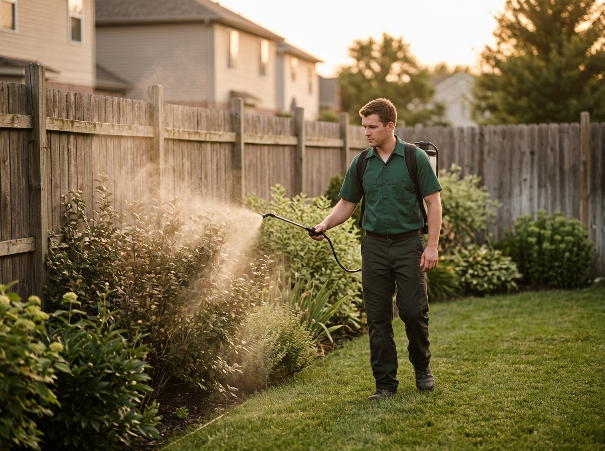 Backyard perimeter receiving a targeted mosquito and tick treatment