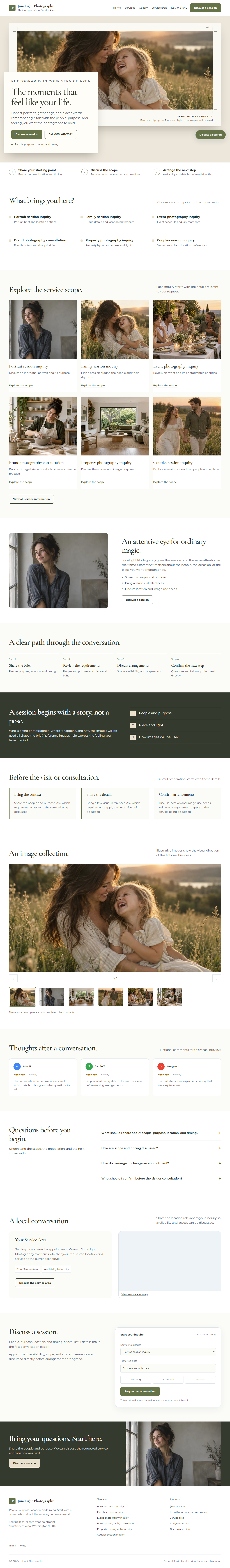 Photography website style preview