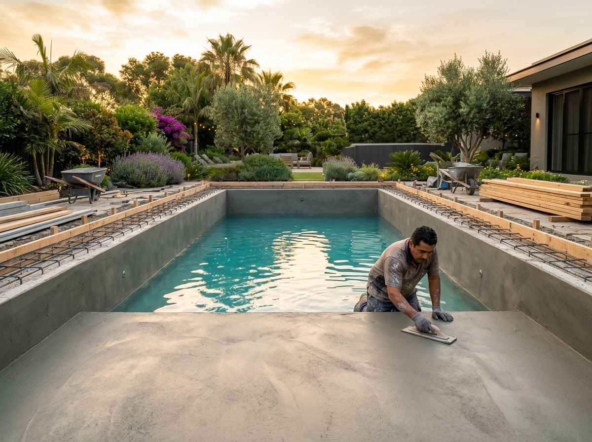Modern inground pool with crisp deck edge
