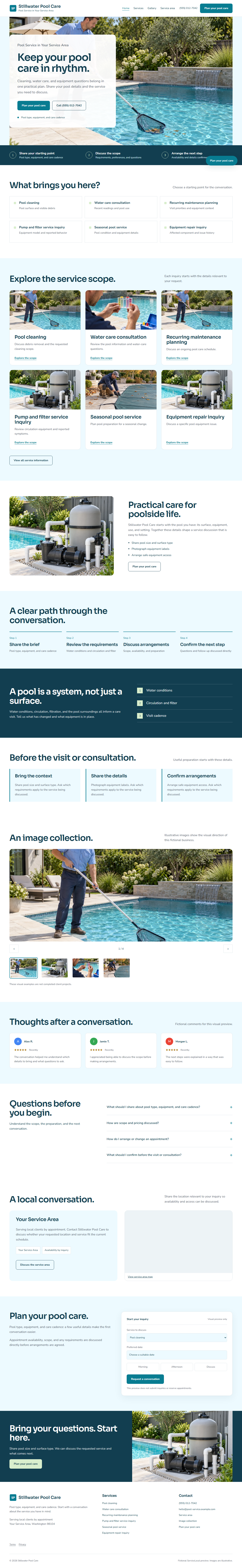 Pool Service website style preview