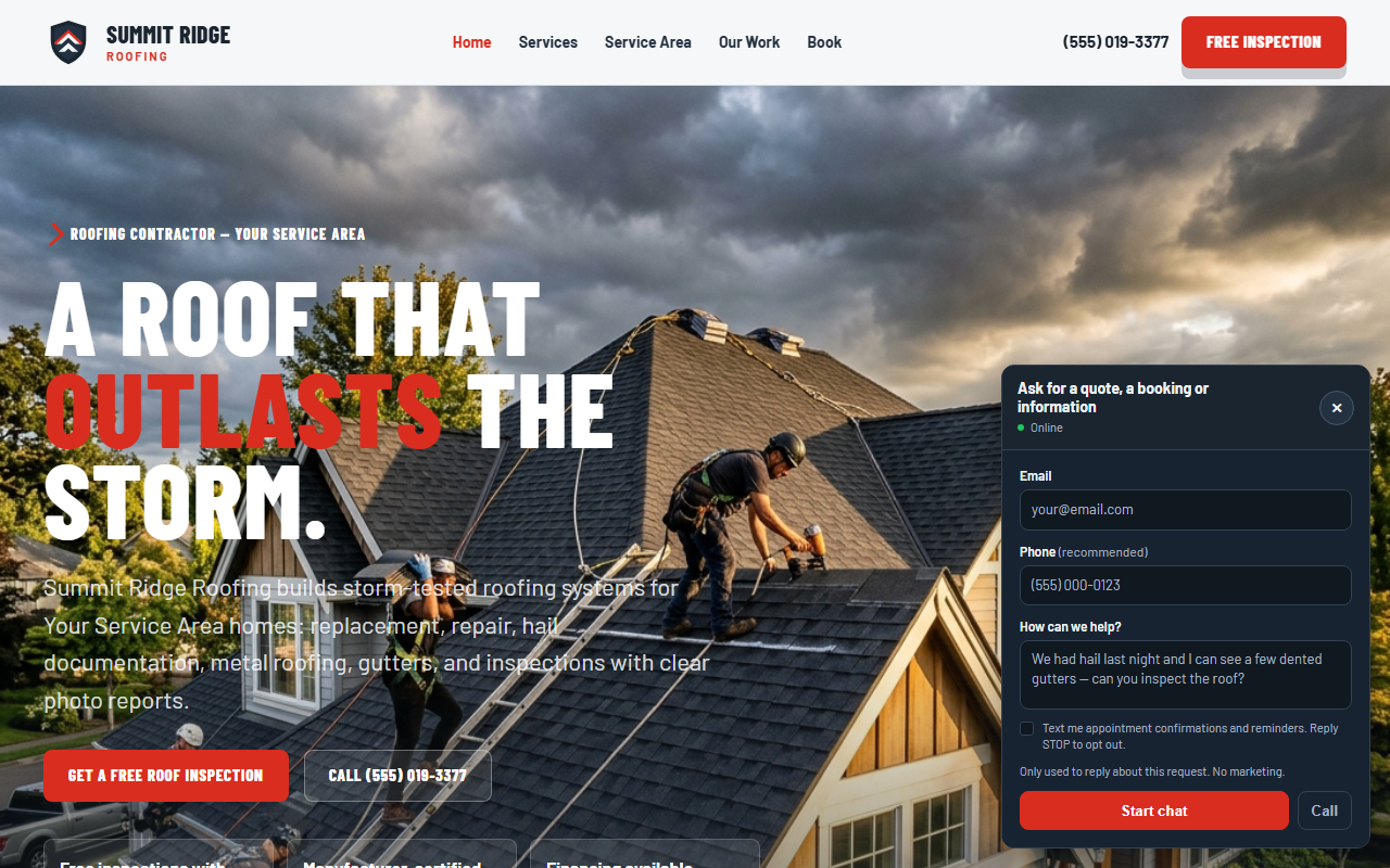 Roofing website style preview