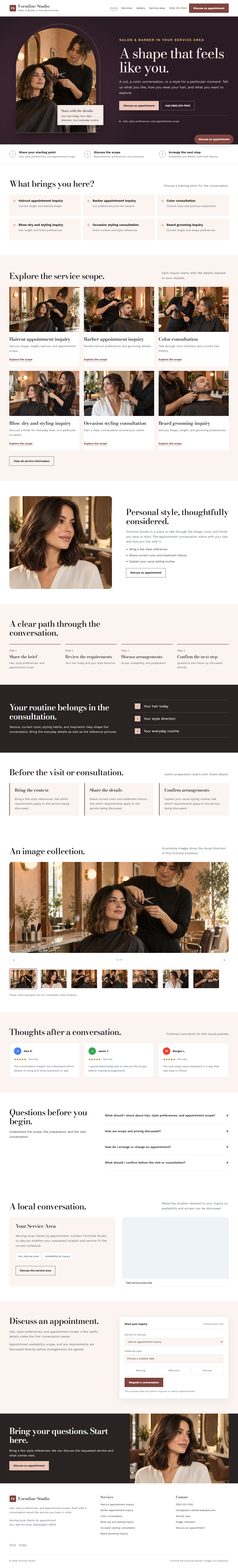 Salon & Barber website style preview