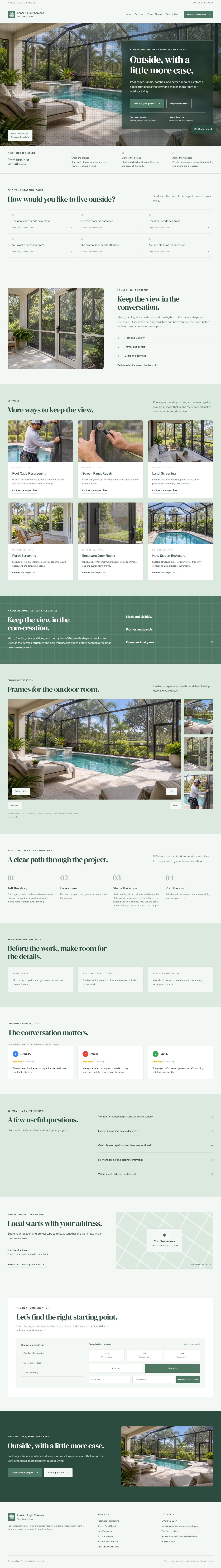 Screen Enclosures website style preview