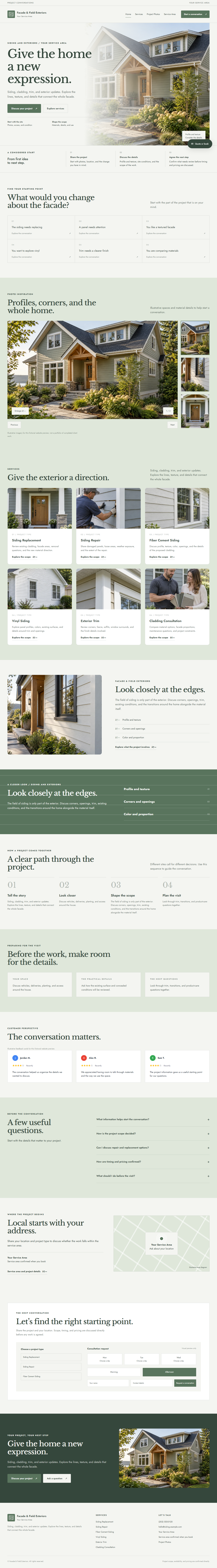 Siding and Exteriors website style preview