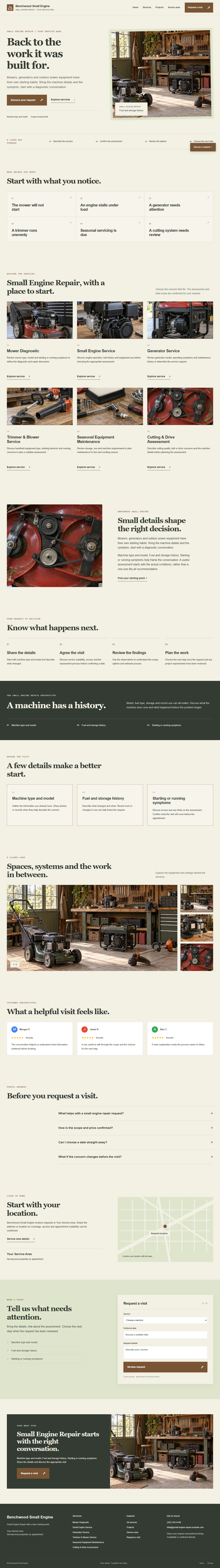 Small Engine Repair website style preview