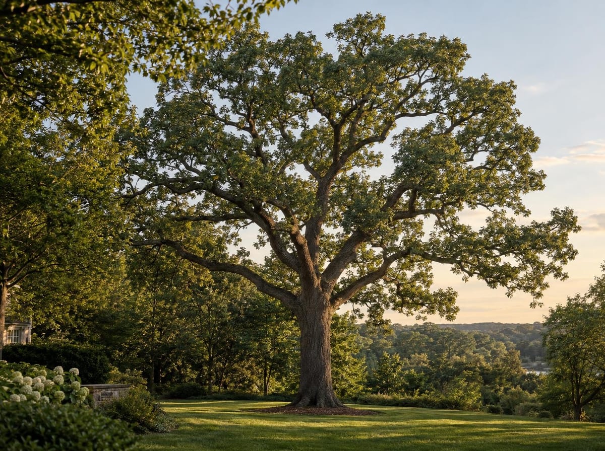 Mature oak with a balanced natural shape after a careful crown reduction