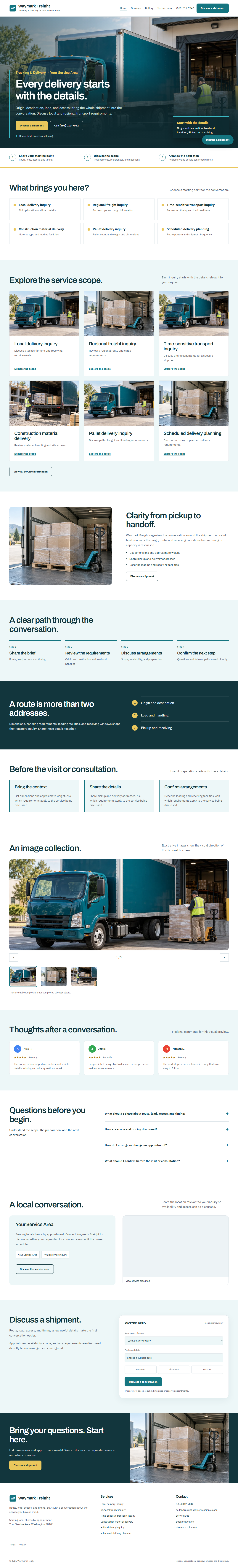 Trucking & Delivery website style preview